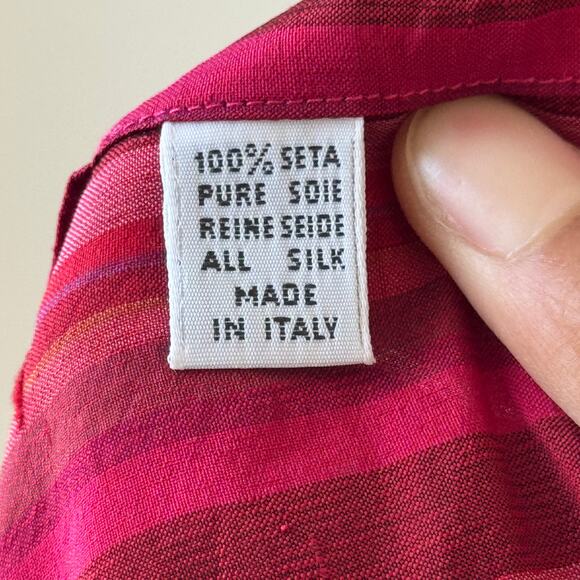 Vintage Italian fuchsia striped silk blouse (Medium) - Picture 7 of 7